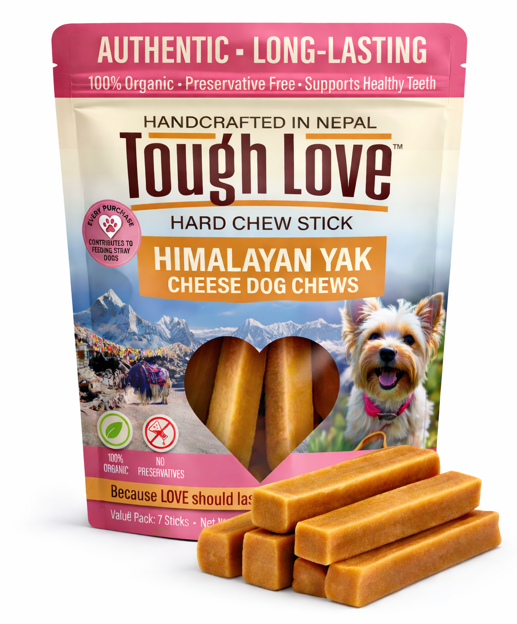 ToughLove Himalayan Yak Cheese dog chews small 7 sticks