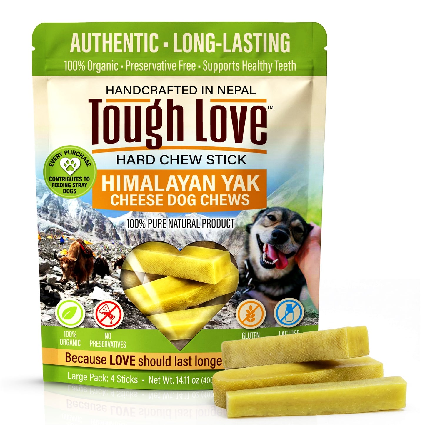 ToughLove Himalayan Yak cheese dog chews Large 4 sticks